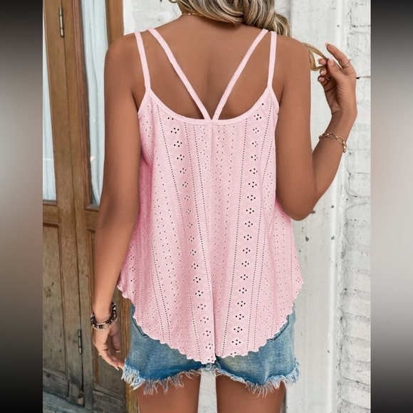 Boho eyelet embroidery casual cami top - Picture 14 of 16
